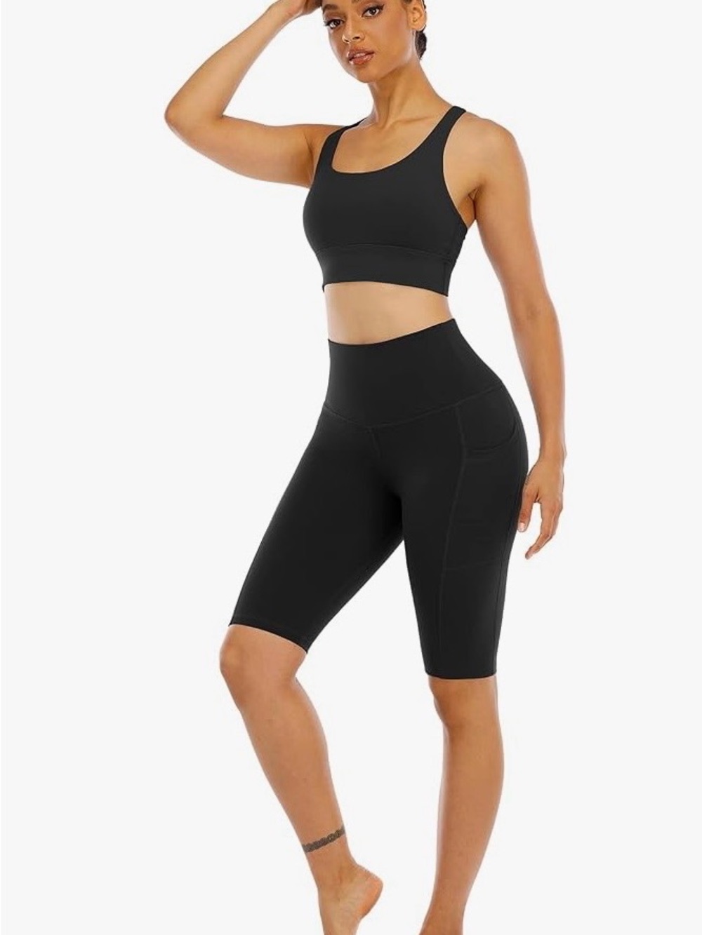 High-Waist Black Biker Shorts for Women